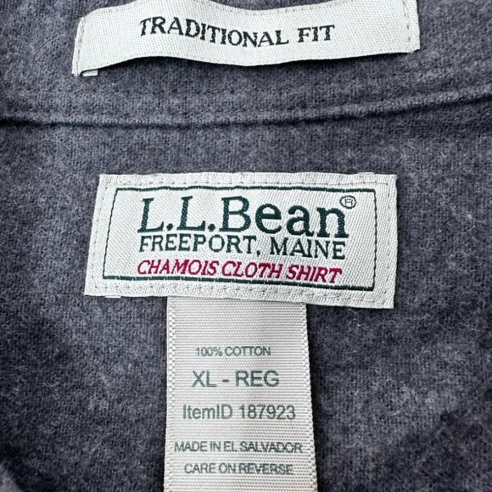 LL‎ Bean 90’s flannel shirt Gray chamois cloth shirt.XL - soft heavy USA